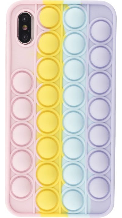 Coque iPhone XR - Silicone jeu éclate bulles anti-stress arc-en-ciel