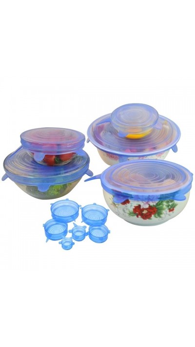 Set de couvertures élastiques en silicone pour conserver la fraîcheur des aliments/légumes/fruits - 6 tailles