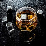 Élégant et luxueux ensemble de glaçons polis et chromés Whisky / Cocktails - (4 pièces)