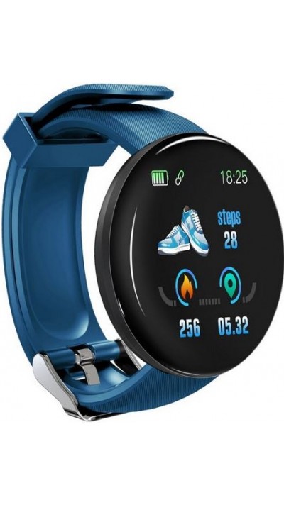 D18 Smart Watch Fitness Tracker couleur écran tactile IP65 incl. Phone App - Bleu