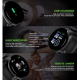 D18 Smart Watch Fitness Tracker Color Touch Screen IP65 inkl. Phone App - Blau