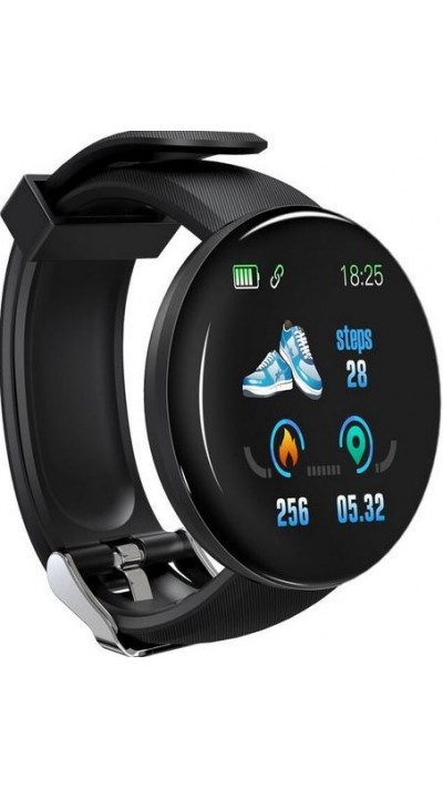 D18 Smart Watch Fitness Tracker couleur écran tactile IP65 incl. Phone App - Noir