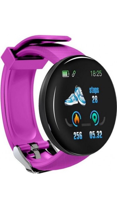 D18 Smart Watch Fitness Tracker couleur écran tactile IP65 incl. Phone App - Violet