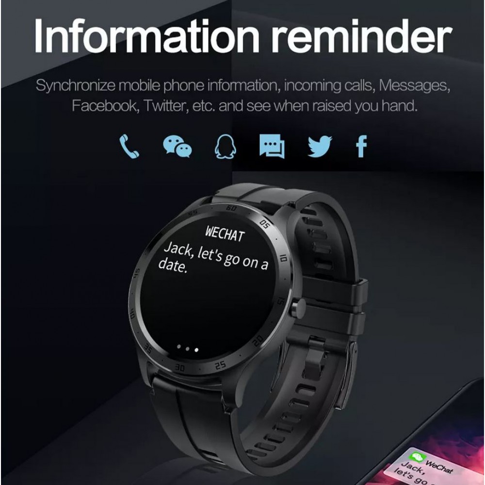 Da Fit S20A - Montre connectée avec écran tactile IP67 et programmes de sport / fitness - Noir