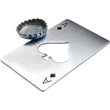 Flacher Aluminium Flaschenöffner im "Ace of spades" Poker Karte Design - Silber
