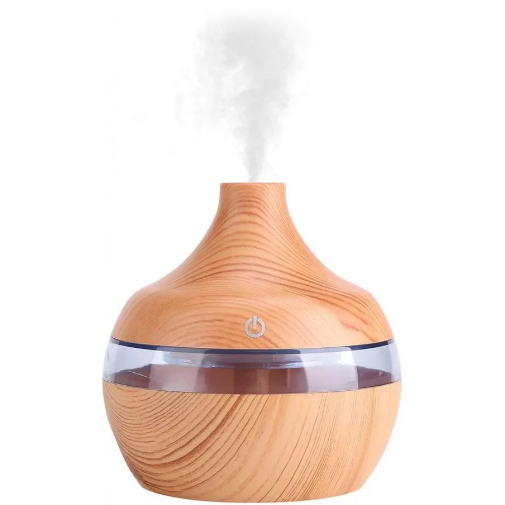 Diffuseur humidificateur Wooden Look bois design 300ml avec lumière LED - Brun clair