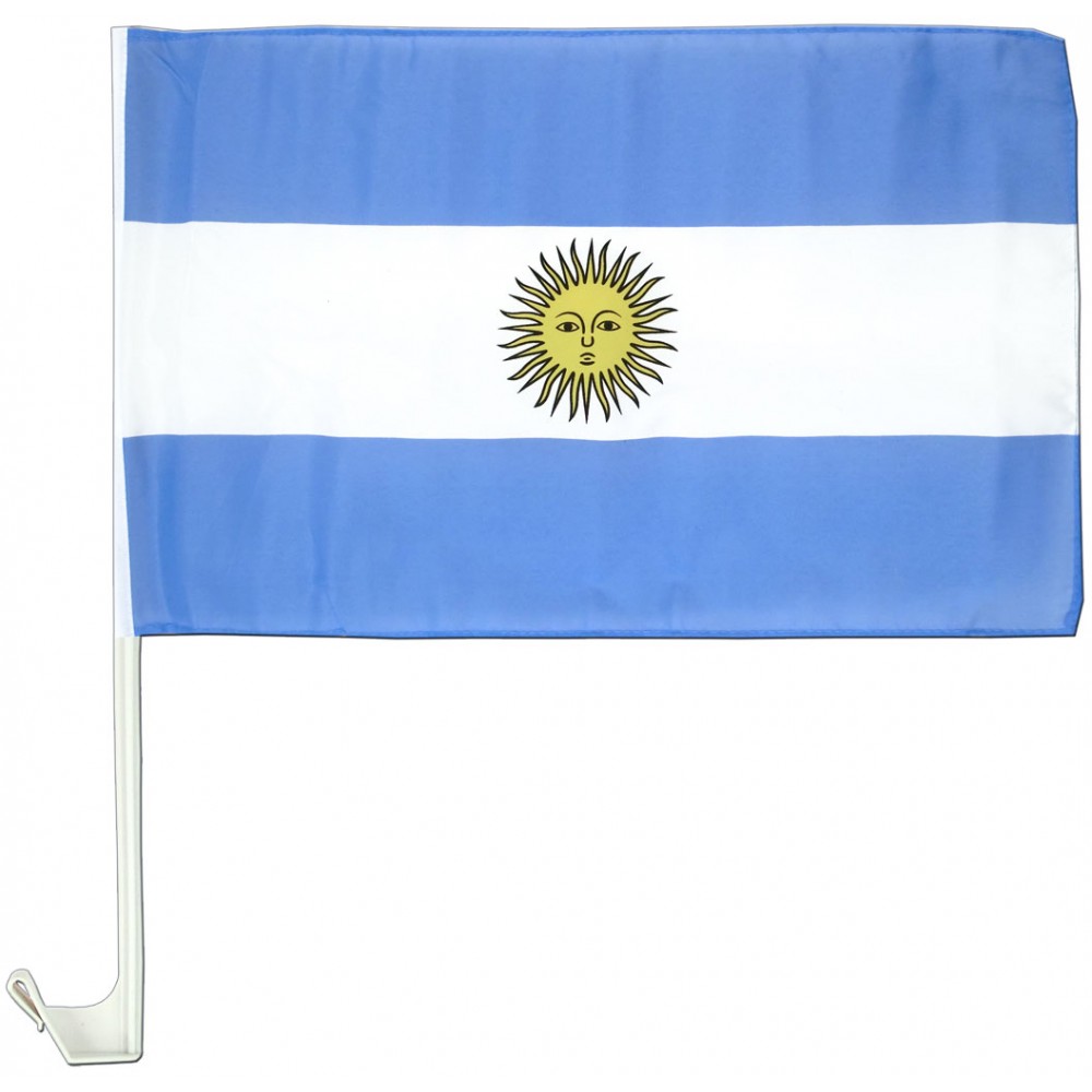 National Fan Flagge für Autoscheibe inkl. Klammefür Befestigung - 30 x 45 cm - Argentinien