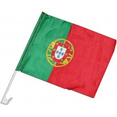Drapeau supporteur national pour la vitre de voiture, y compris le clip de fixation - 30 x 45 cm - Portugal