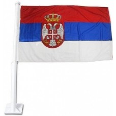 Drapeau supporteur national pour la vitre de voiture, y compris le clip de fixation - 30 x 45 cm - Serbie