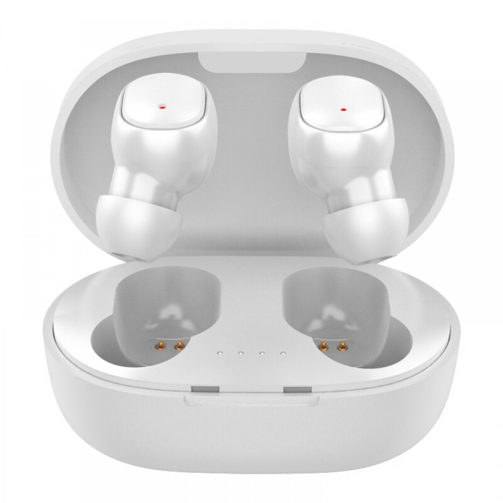 Kabellose Bluetooth Kopfhörer A6S - inkl. Mikrofon, Touch Control und Lade Etui mit LED Anzeige - Weiss