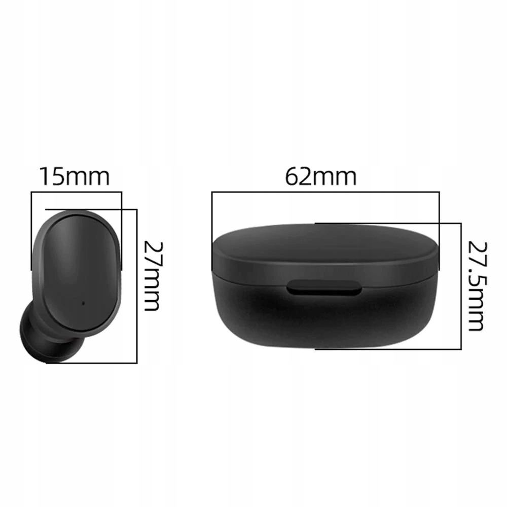 Kabellose Bluetooth Kopfhörer A6S - inkl. Mikrofon, Touch Control und Lade Etui mit LED Anzeige - Schwarz