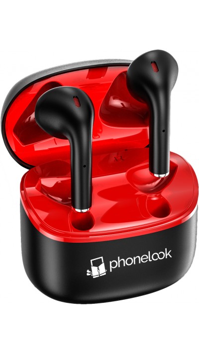 PhoneLook Pods - Ecouteurs sans fil Bluetooth 5.0 - Earpods avec microphone intégré + étui de chargement sans fil - Noir