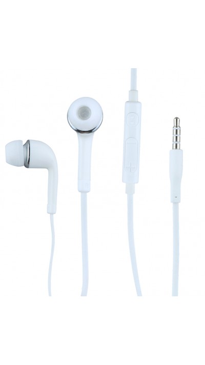 Ecouteurs In-Ear avec câble - Design sportif avec télécommande et microphone intégré - Blanc