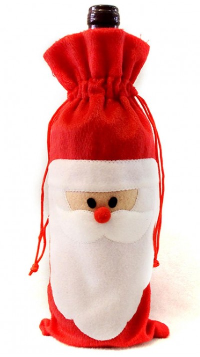 Universal Flaschenverpackung / Dekoration "Weihnachtsmann" - Santa Klaus Kostüm für Weinflasche