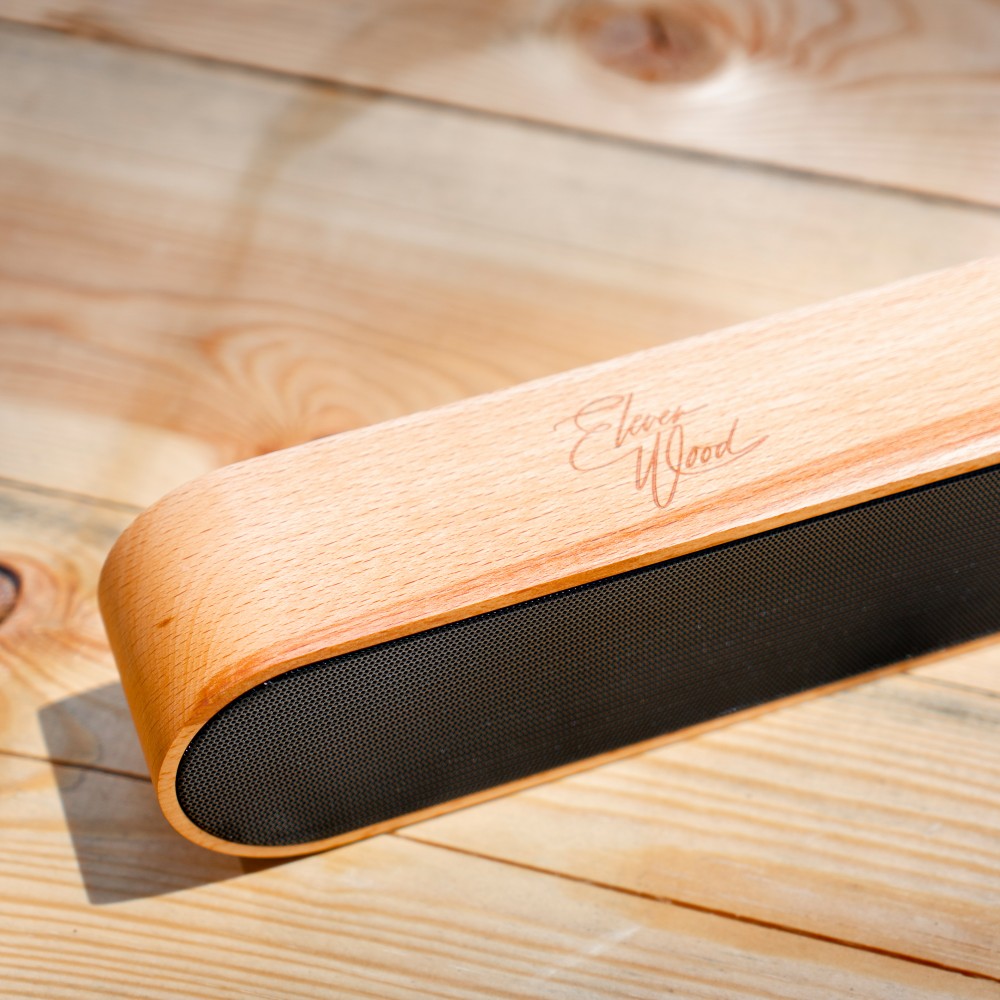 Eleven Wood Echtholz Bluetooth 4.2 Lautsprecher - Elegantes Holz Design 8W/1800mAh - Wood Cherry