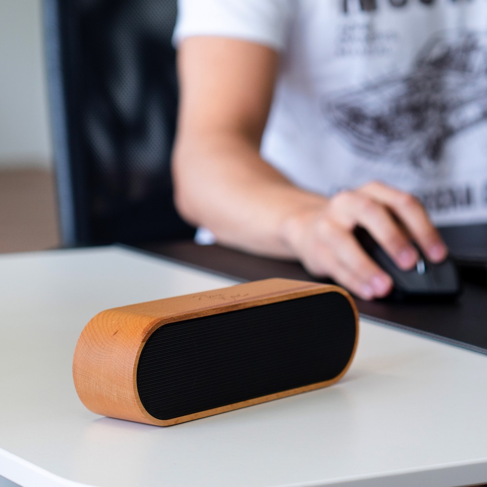 Enceinte Eleven Wood Bluetooth 4.2 en bois véritable - Design élégant en bois 8W/1800mAh - Wood Cherry