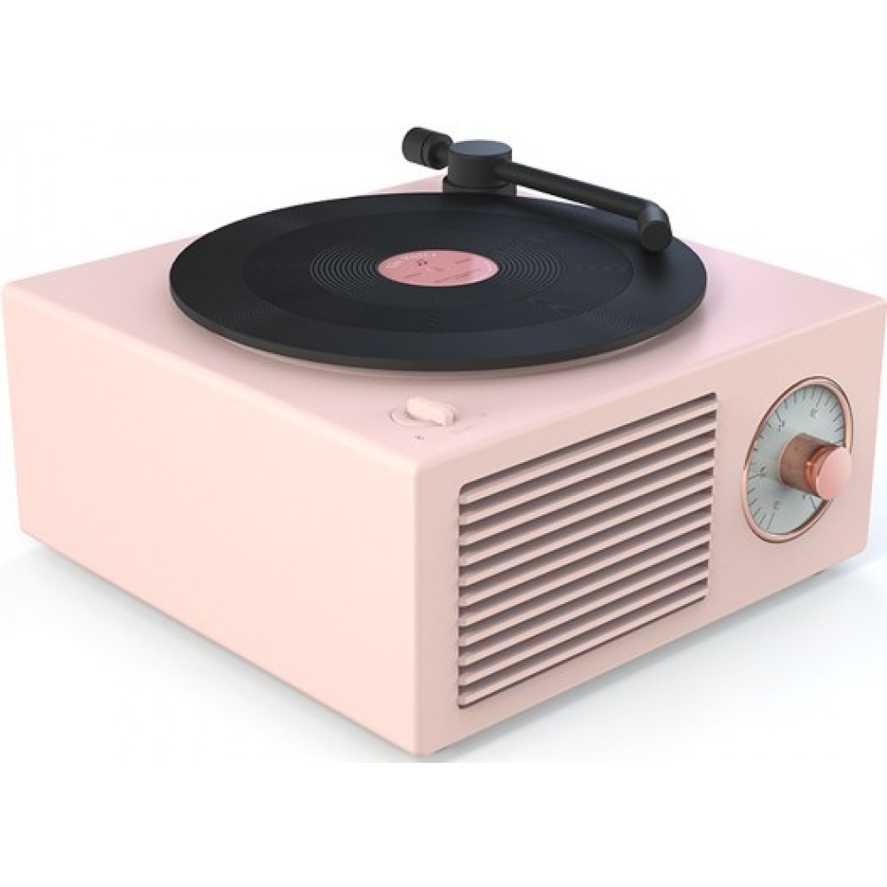 Enceinte vintage Bluetooth vinyle rétro tourne-disque - Rose