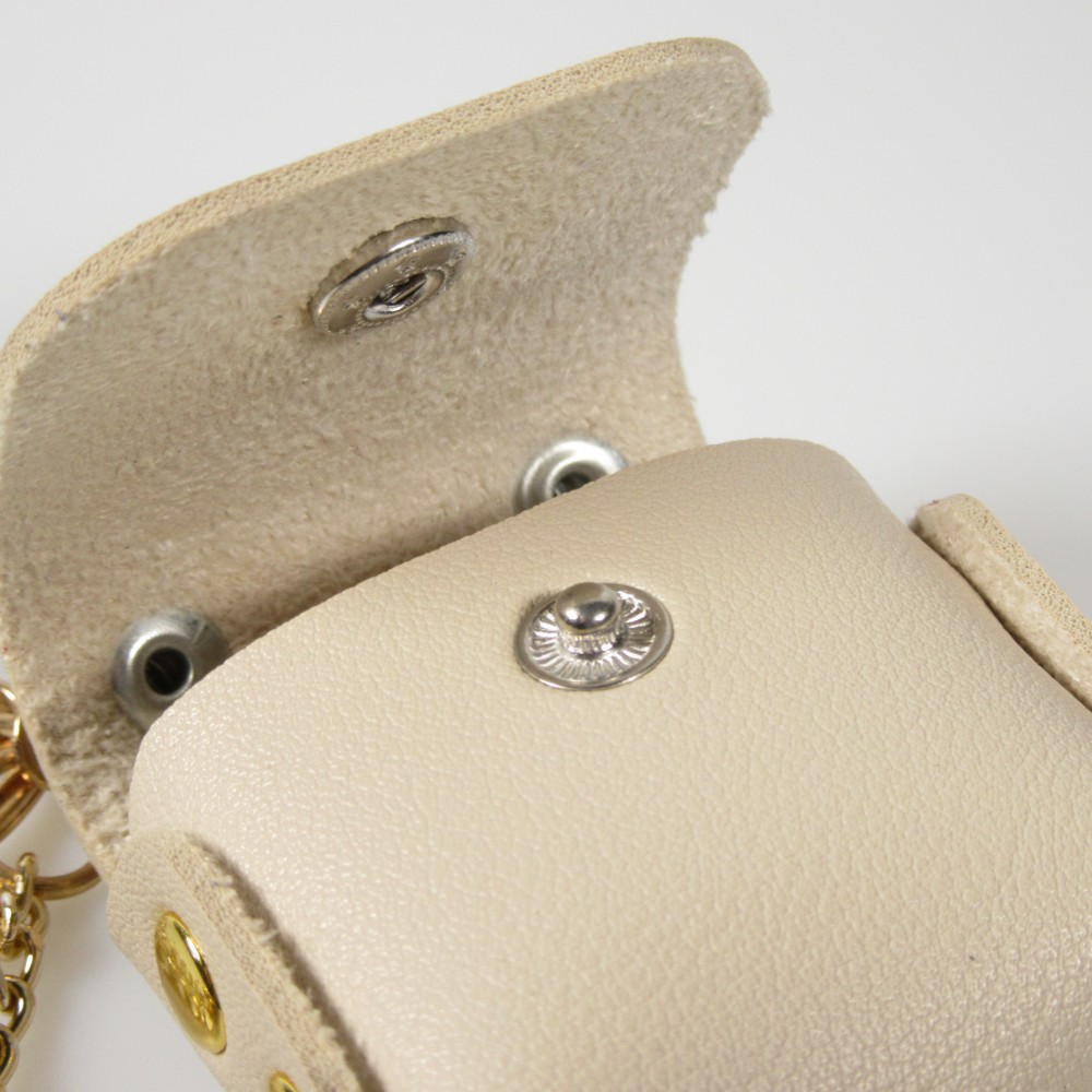 Lederhülle Tasche Case AirPods 1 / 2 - mit Fransen, Mini-Handtasche mit Schlüsselanhänger - Cremeweiß
