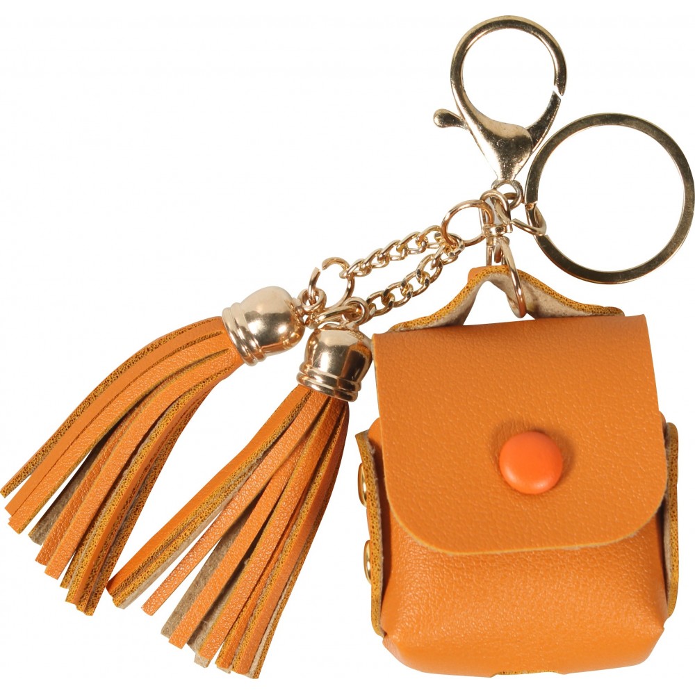 Etui cuir AirPods 1 / 2 - à Franges, Mini-sac à main avec Porte-clés - Orange