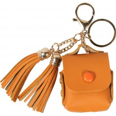 Etui cuir AirPods 1 / 2 - à Franges, Mini-sac à main avec Porte-clés - Orange