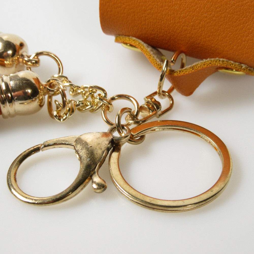 Lederhülle Tasche Case AirPods 1 / 2 - mit Fransen, Mini-Handtasche mit Schlüsselanhänger - Orange