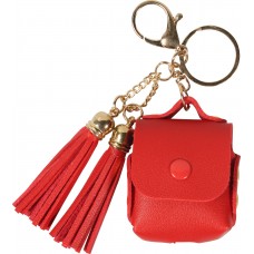 Etui cuir AirPods 1 / 2 - à Franges, Mini-sac à main avec Porte-clés - Rouge