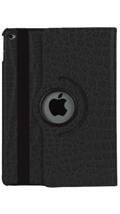 Etui cuir iPad 9.7" / Air / Air 2 - Premium Croco Flip 360 - Noir