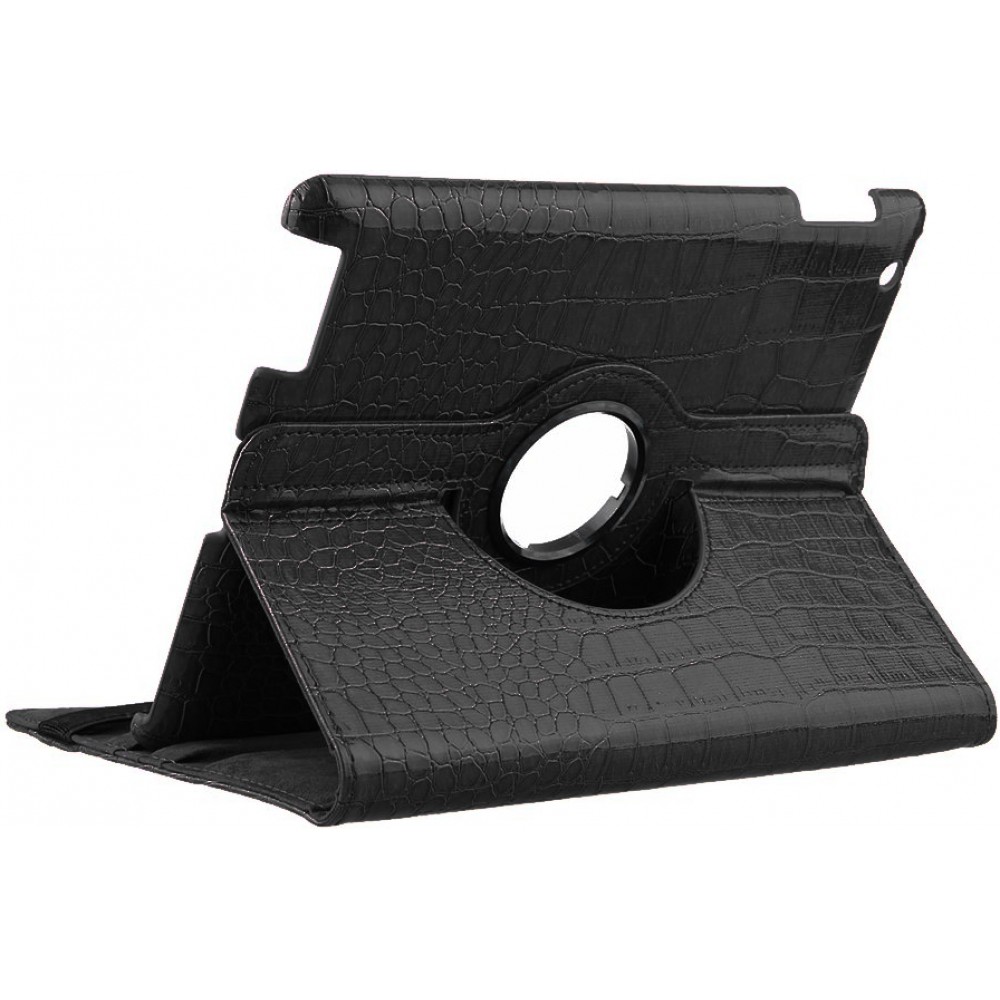 Etui cuir iPad 9.7" / Air / Air 2 - Premium Croco Flip 360 - Noir