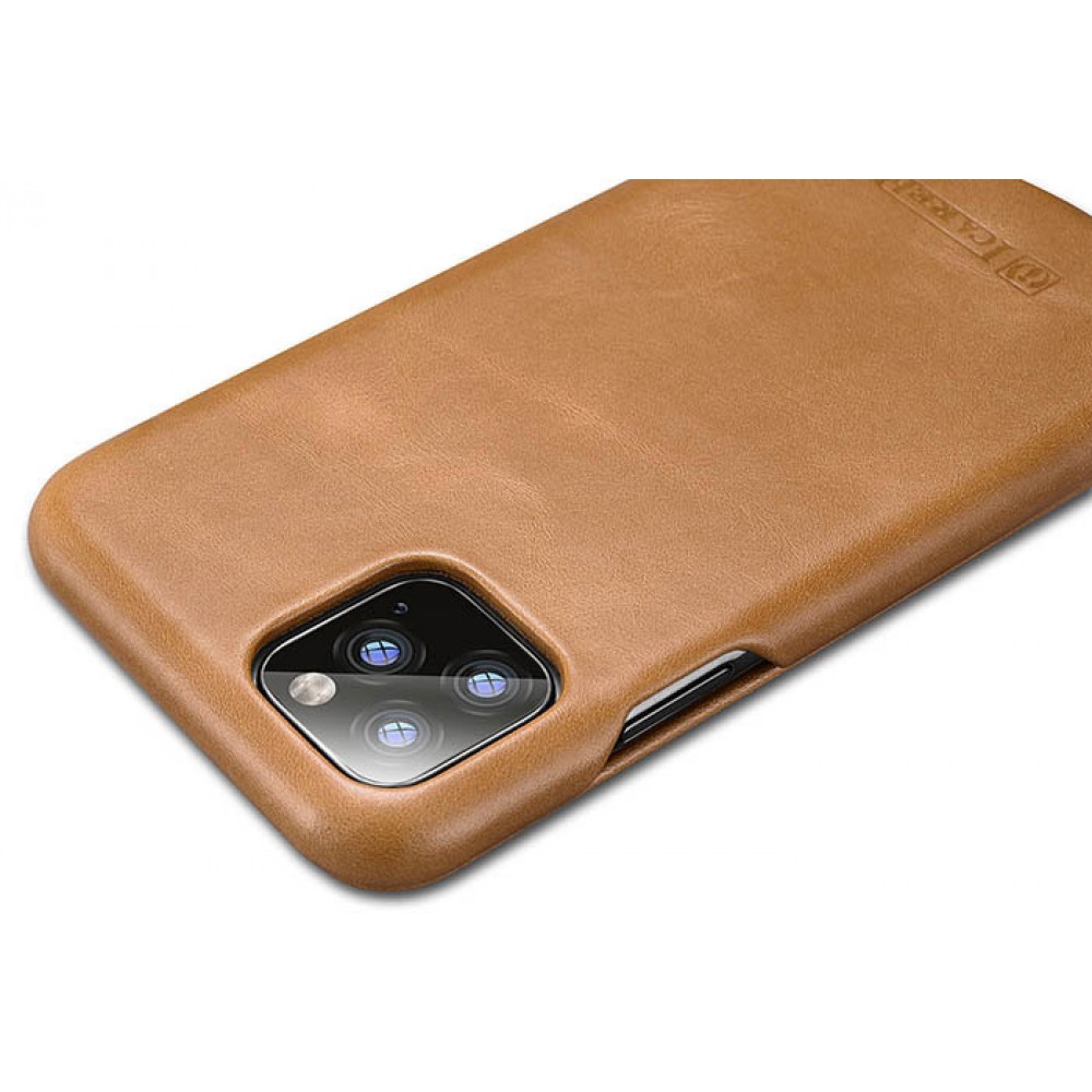 Etui cuir iPhone 11 Pro - ICARER avec rabat brun clair