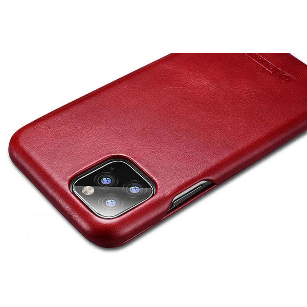 Lederhülle iPhone 11 - ICARER mit Klappe - Rot