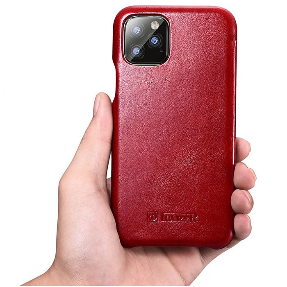 Lederhülle iPhone 11 Pro - ICARER mit Klappe - Rot