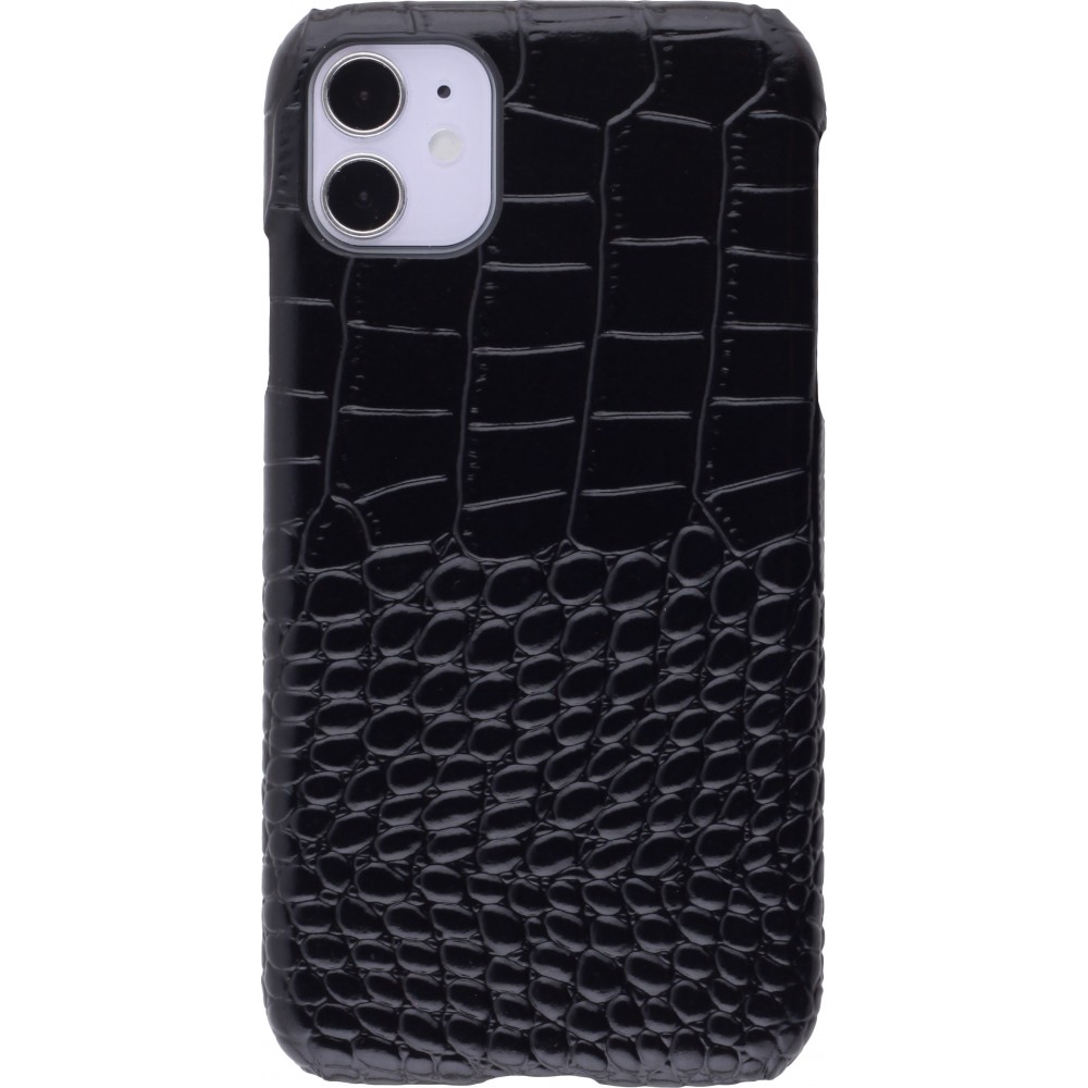 Etui cuir iPhone 11 - Luxury Crocodile - Noir