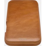 Etui cuir iPhone 12 / 12 Pro - ICARER avec rabat brun clair