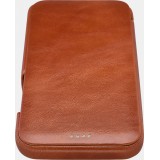 Etui cuir iPhone 12 / 12 Pro - ICARER avec rabat brun foncé