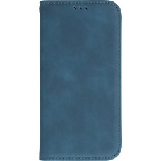 iPhone 13 Leder Tasche - Flip Wallet vintage mit Magnetverschluss und Kartenhalter - Blau