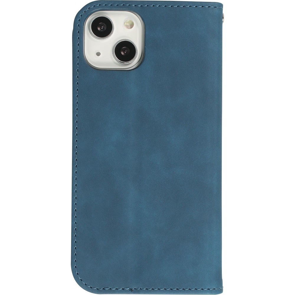 iPhone 13 Leder Tasche - Flip Wallet vintage mit Magnetverschluss und Kartenhalter - Blau