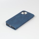 iPhone 13 Leder Tasche - Flip Wallet vintage mit Magnetverschluss und Kartenhalter - Blau