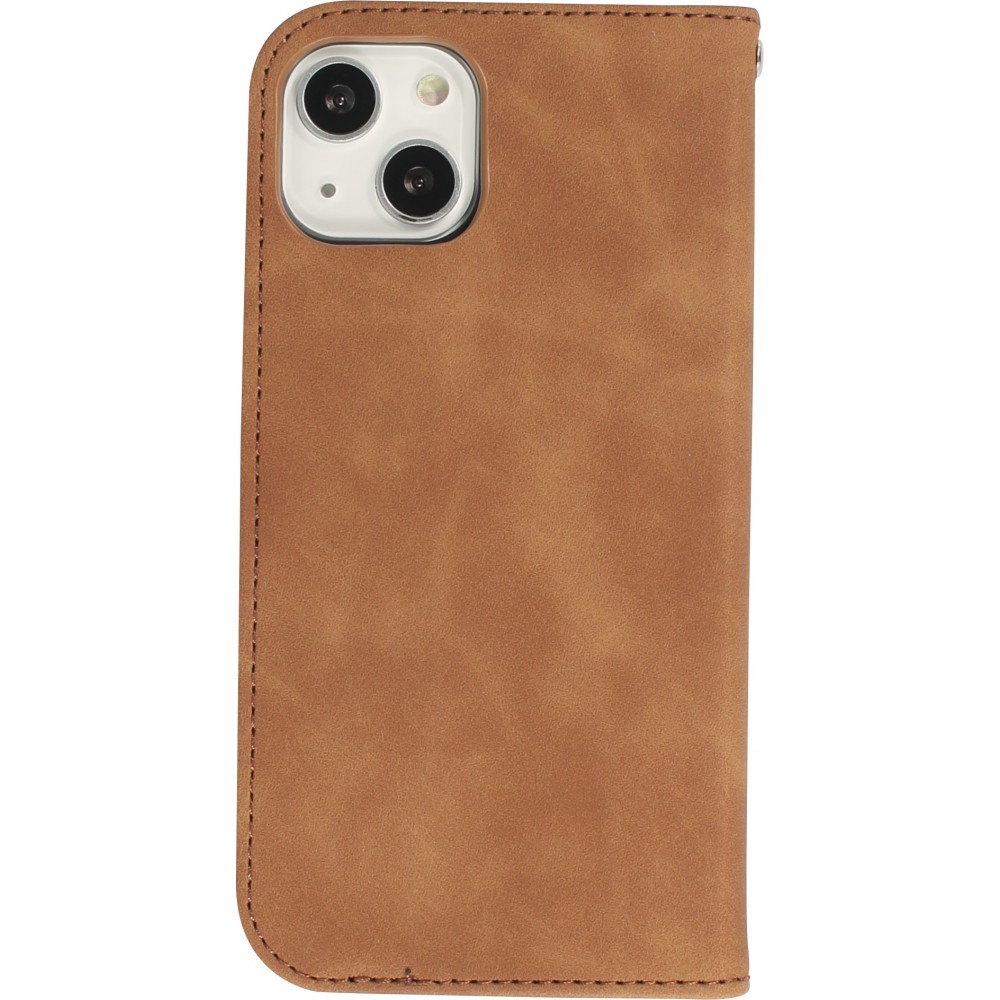 iPhone 13 Leder Tasche - Flip Wallet vintage mit Magnetverschluss und Kartenhalter - Braun