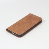 iPhone 13 Leder Tasche - Flip Wallet vintage mit Magnetverschluss und Kartenhalter - Braun