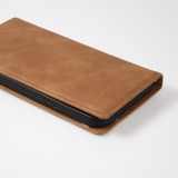 Etui cuir iPhone 13 - Flip Wallet vintage avec fermeture aimantée et compartiment cartes - Brun