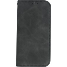 Etui cuir iPhone 13 - Flip Wallet vintage avec fermeture aimantée et compartiment cartes - Noir