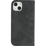 iPhone 13 Leder Tasche - Flip Wallet vintage mit Magnetverschluss und Kartenhalter - Schwarz
