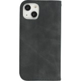 Etui cuir iPhone 13 - Flip Wallet vintage avec fermeture aimantée et compartiment cartes - Noir