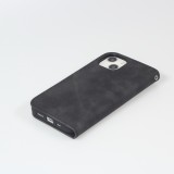 iPhone 13 Leder Tasche - Flip Wallet vintage mit Magnetverschluss und Kartenhalter - Schwarz