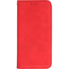 Etui cuir iPhone 13 - Flip Wallet vintage avec fermeture aimantée et compartiment cartes - Rouge