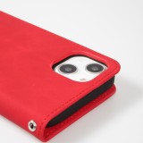 iPhone 13 Leder Tasche - Flip Wallet vintage mit Magnetverschluss und Kartenhalter - Rot