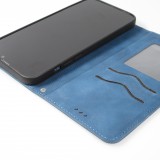 Leder Tasche Case iPhone 13 Pro Max - Flip Wallet vintage mit Magnetverschluss und Kartenhalter - Blau