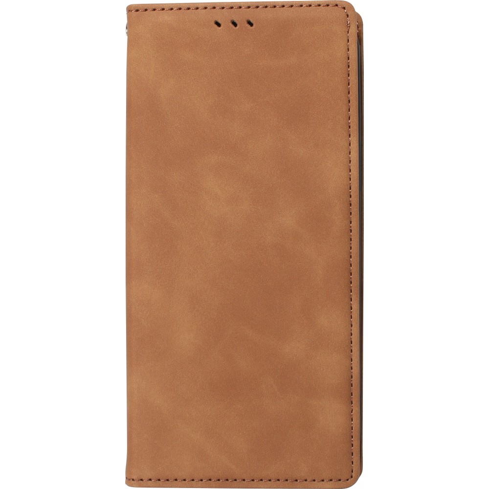 Etui cuir iPhone 13 Pro - Flip Wallet vintage avec fermeture aimantée et compartiment cartes - Brun