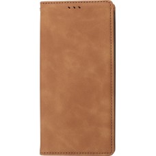 Etui cuir iPhone 13 Pro Max - Flip Wallet vintage avec fermeture aimantée et compartiment cartes - Brun