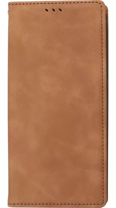 Etui cuir iPhone 13 Pro - Flip Wallet vintage avec fermeture aimantée et compartiment cartes - Brun